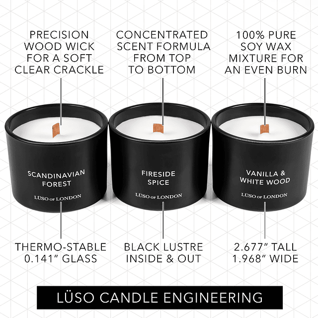 Velas aromáticas negras para hombre para el hogar 3 velas pa