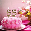 55 velas de cumpleaños decoración dorada para tarta número 5