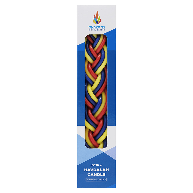 Vela Havdalah hecha a mano multicolor rojo/blanco/azul paque