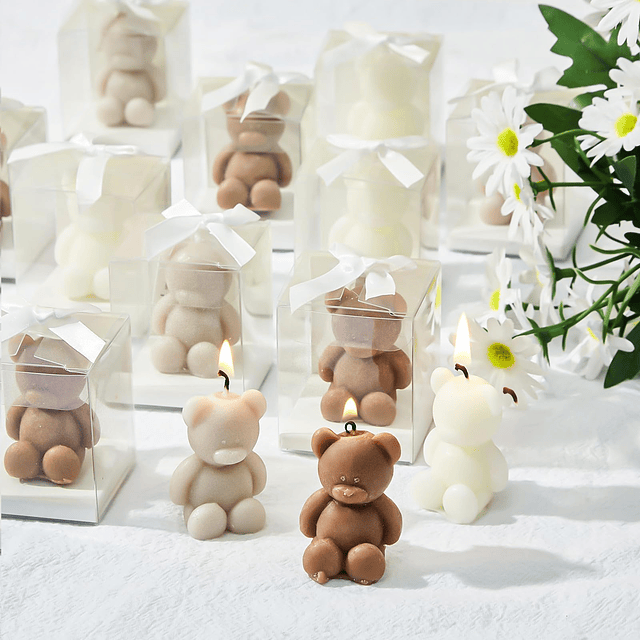 50 Piezas de Velas de Baby Shower con Oso Favores de Baby Sh