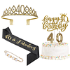 Decoraciones de 40 cumpleaños para mujeres tiara dorada de c