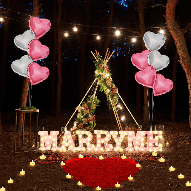 Marry Me Sign Decoraciones de propuesta grandes Letras ilumi