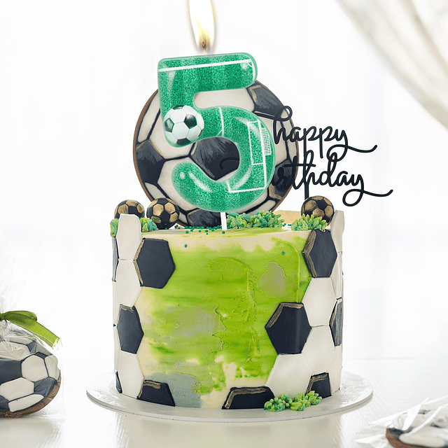 Velas de 10.º cumpleaños de fútbol verde Vela número 10 Deco