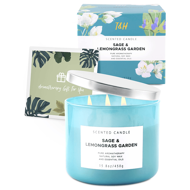 Vela perfumada de jardín de hierba de limón y salvia Vela de