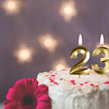 Velas doradas de cumpleaños 23 y 32 adorno dorado para tarta