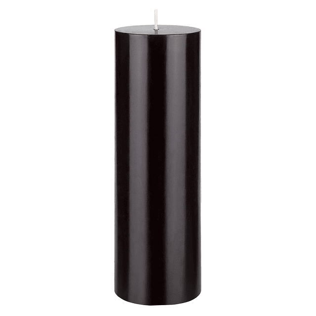 Mega Candles 1 vela de pilar redonda negra sin perfume velas