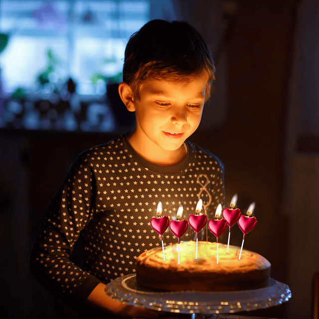 Velas metálicas de cumpleaños con forma de corazón velas par