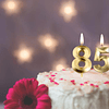 Velas doradas de cumpleaños 85 y 58 adorno dorado para tarta