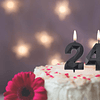 Velas negras de 24 cumpleaños de 2 pulgadas decoración para