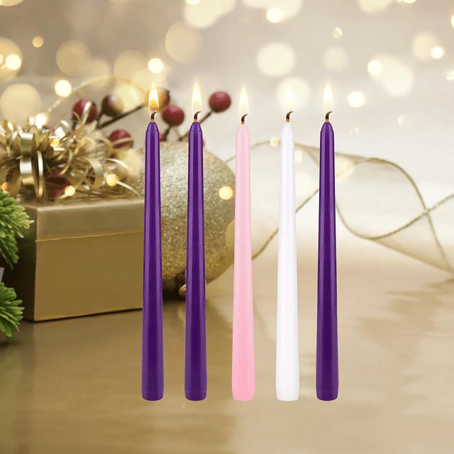 Mega Candles 5 velas cónicas de Adviento navideñas sin perfu