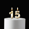 Velas de cumpleaños doradas de 2 pulgadas para 15 y 51 decor