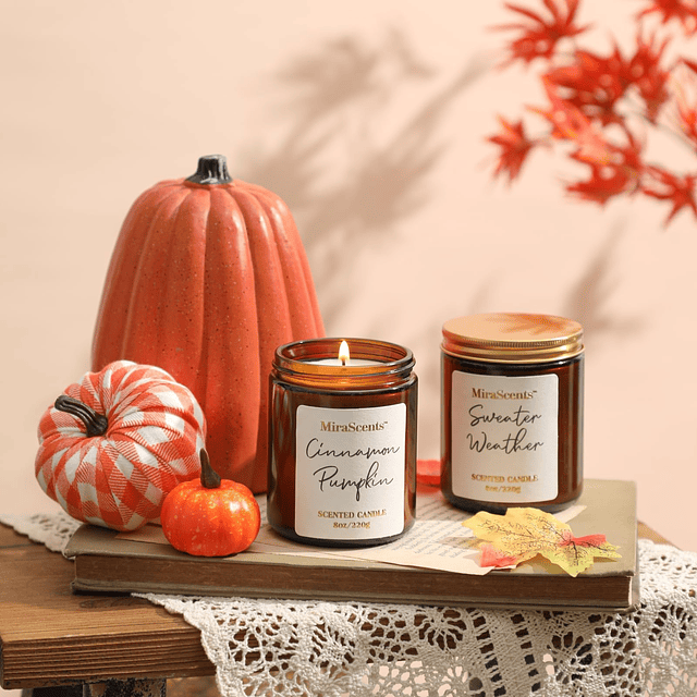 Juego de velas perfumadas de otoño paquete de 2 velas de cal