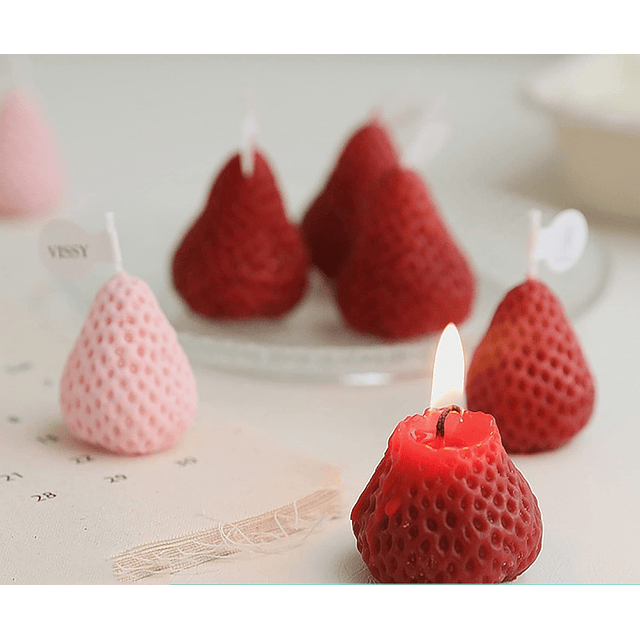 Vela perfumada en forma de fresa paquete de 4 velas decorati