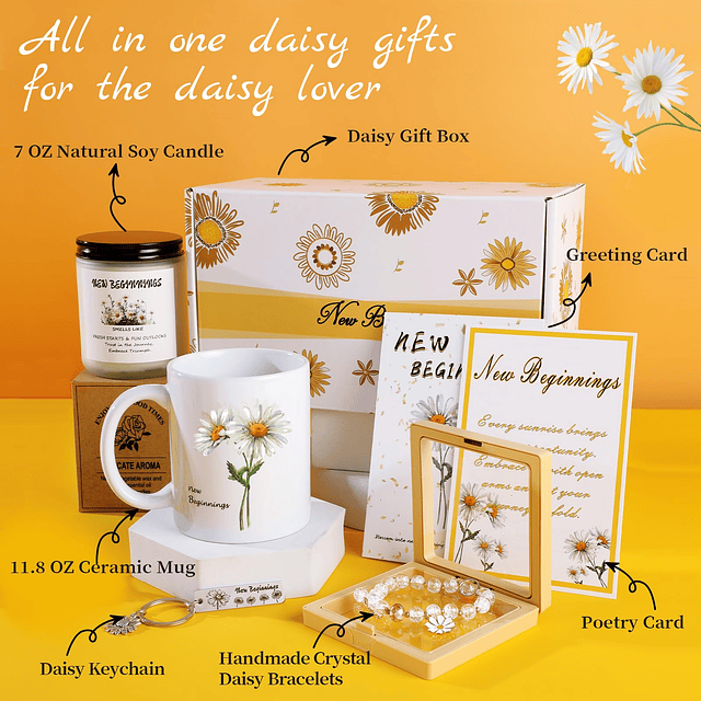 New Beginnings Daisy Box regalos para mujeres taza de café v