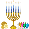 Velas de Hanukkah esmeriladas multicolores decoradas a mano