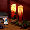 Juego de 2 velas religiosas de oración LED sin llama cera re