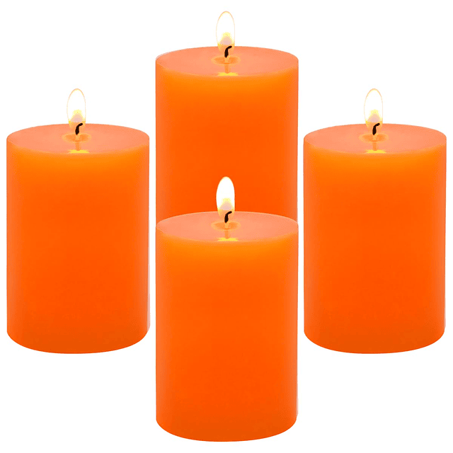 4 paquetes de velas de pilar naranja sin goteo 2 x 3 pulgada