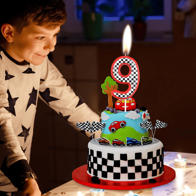 Velas de cumpleaños temáticas de coches de carreras para pas