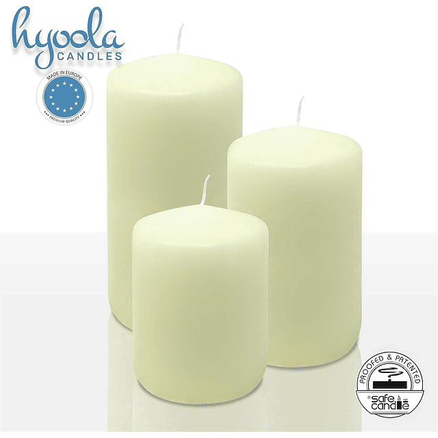 HYOOLA Velas de pilar de color marfil de 3.0 x 6.0 in Velas