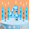 7 Piezas Número 4 Velas de Cumpleaños con Pata de Perro Azul