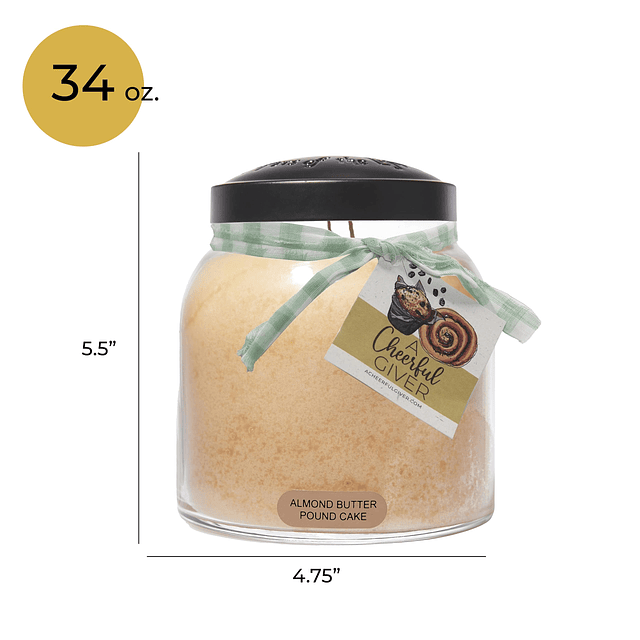 Bizcocho de mantequilla de almendras Vela perfumada Papa de