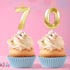 Velas de 70 cumpleaños para pastelVelas con números dorados