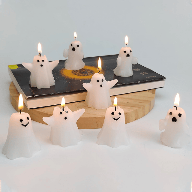 12 mini velas fantasma de Halloween lindas velas decorativas