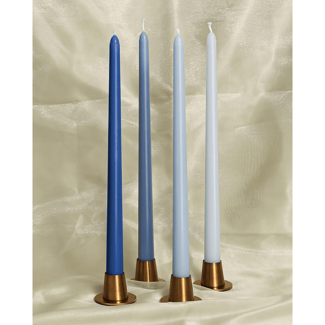 Velas cónicas de 12 pulgadas color azul juego de 4 sin perfu