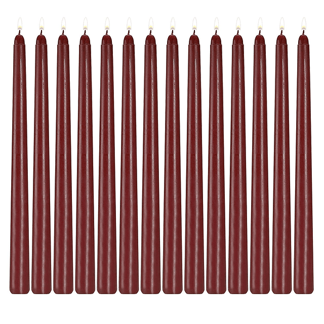 Paquete de 14 velas cónicas de color rojo oscuro 12 pulgadas