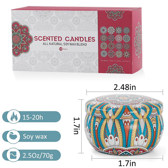 Paquete de 16 velas perfumadas juego de regalo para mujeres