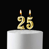 Velas de cumpleaños número 25 doradas de decoración para tar