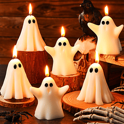 6 Piezas Velas Fantasma Grandes de Halloween Velas Perfumada