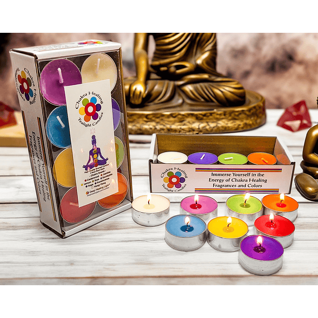 Velas candelita aromáticas y de colores de chakras 16 piezas