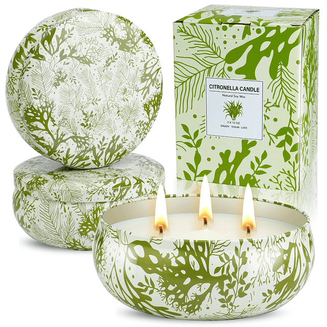 3 velas de citronela de 12 oz para exteriores juego de velas