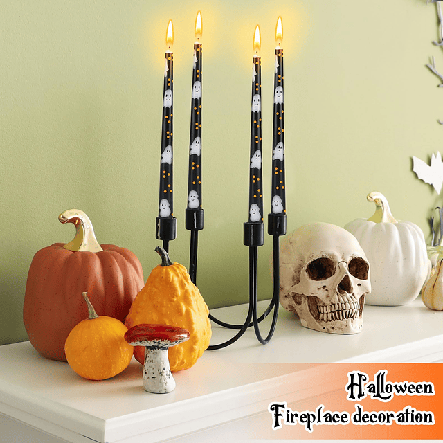 6 velas cónicas negras de Halloween de 98 pulgadas velas fan