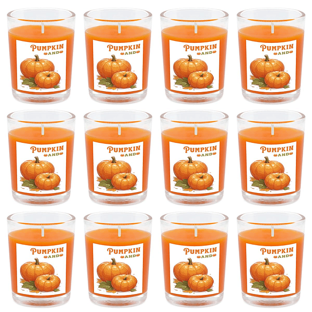 12 paquetes de velas votivas aromáticas de calabaza en vidri