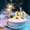 Velas de 80 cumpleaños adorno dorado para tarta número 80 pa