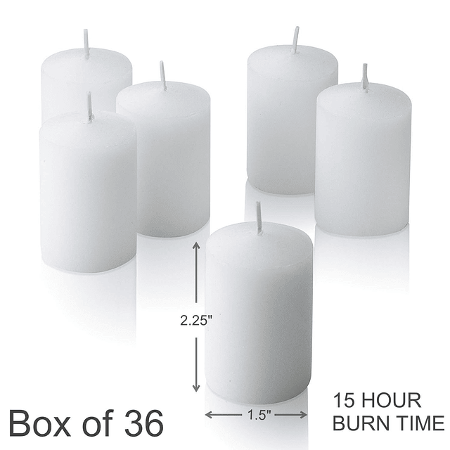 Velas votivas blancas Caja de 36 velas a granel sin perfume