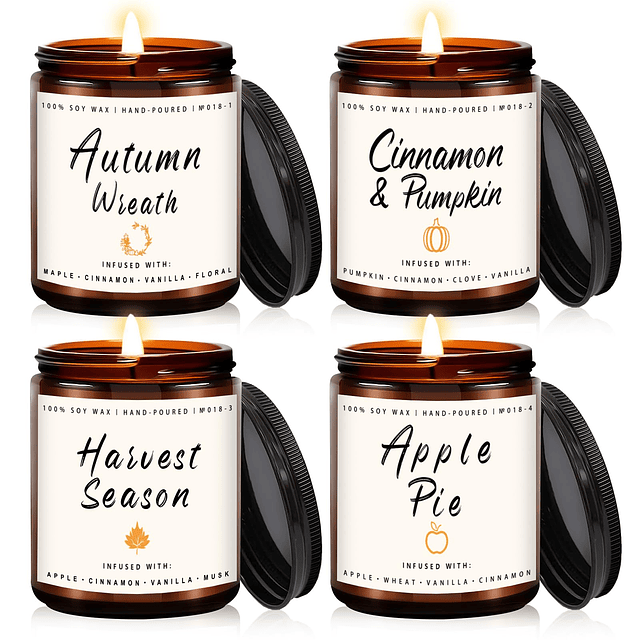 Juego de velas de otoño Paquete de 4 velas aromáticas de oto