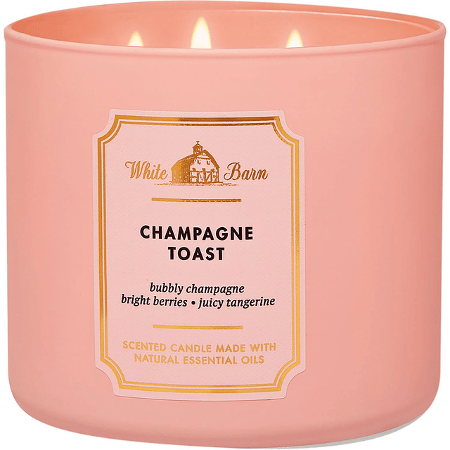 Bath and Body Works White Barn Champagne Toast Vela de 3 mec