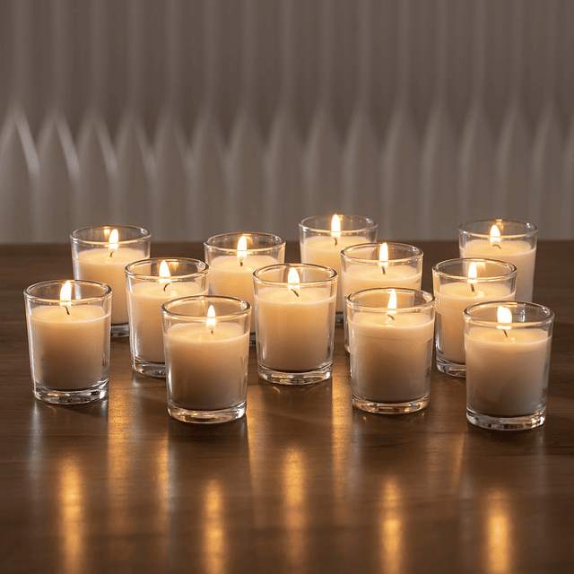 Paquete de 24 velas votivas rellenas de vidrio transparente