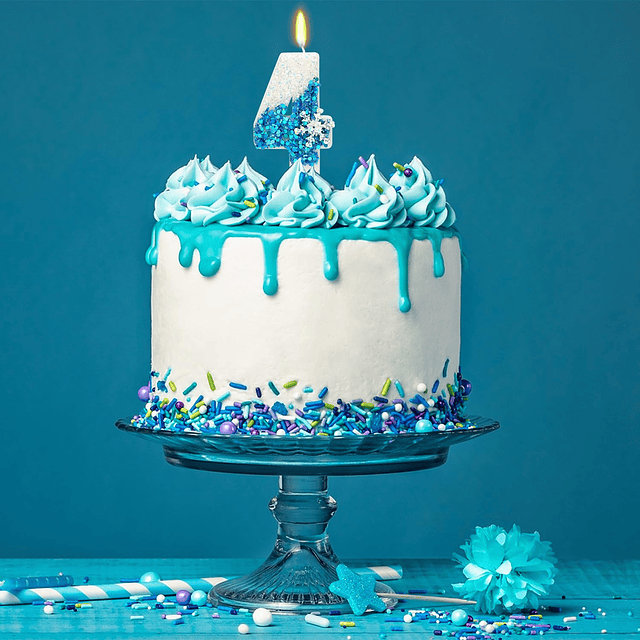 Velas de cumpleaños con temática de nieve vela de 4º cumplea