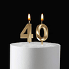 Velas de 40 cumpleaños decoración de tarta número 40 dorada