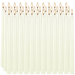 Paquete de 36 velas cónicas de color blanco marfil 78 horas