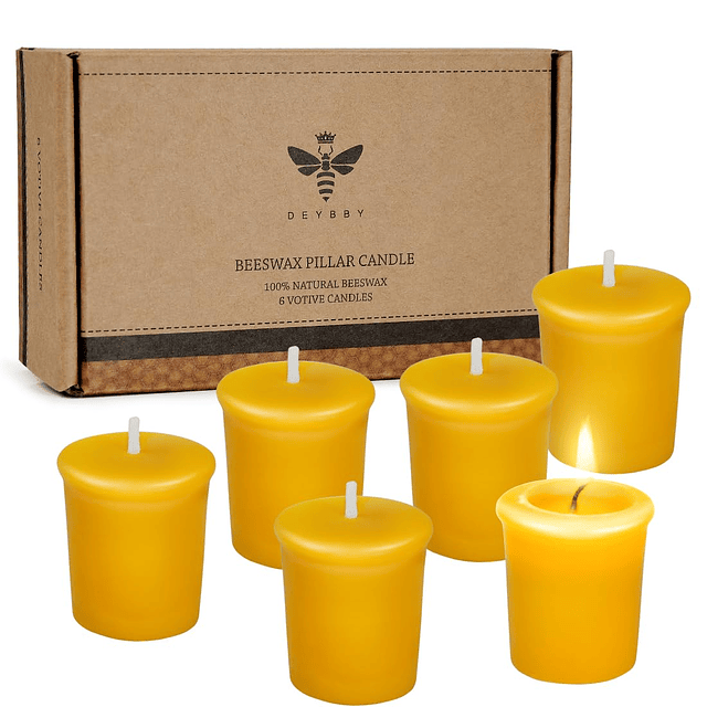 Velas votivas de cera de abejas pura juego de 6 velas votiva