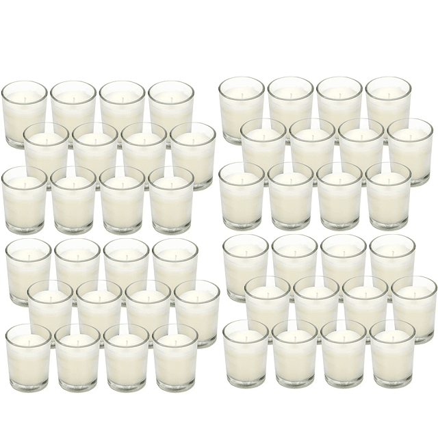 Paquete de 48 velas votivas rellenas de vidrio transparente