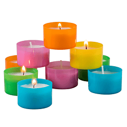 Paquete de 96 velas de té multicolor sin perfume de 6 a 7 ho