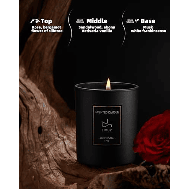 Velas perfumadas para hombres vela de sándalo y rosa velas d