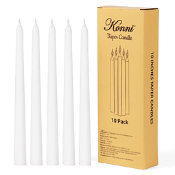 KONNI Velas cónicas blancas de 10.0 in candelabros altos sin