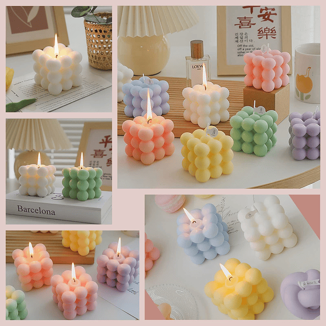 Velas perfumadas en forma de cubo de burbujas para el hogar